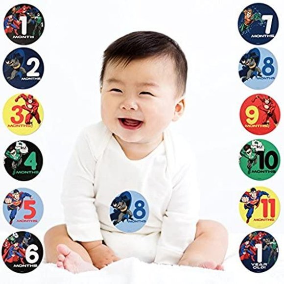 🌸3/$15🌸 DC Comics Baby Boys Justice League Belly Stickers Gift Set - Picture 3 of 3